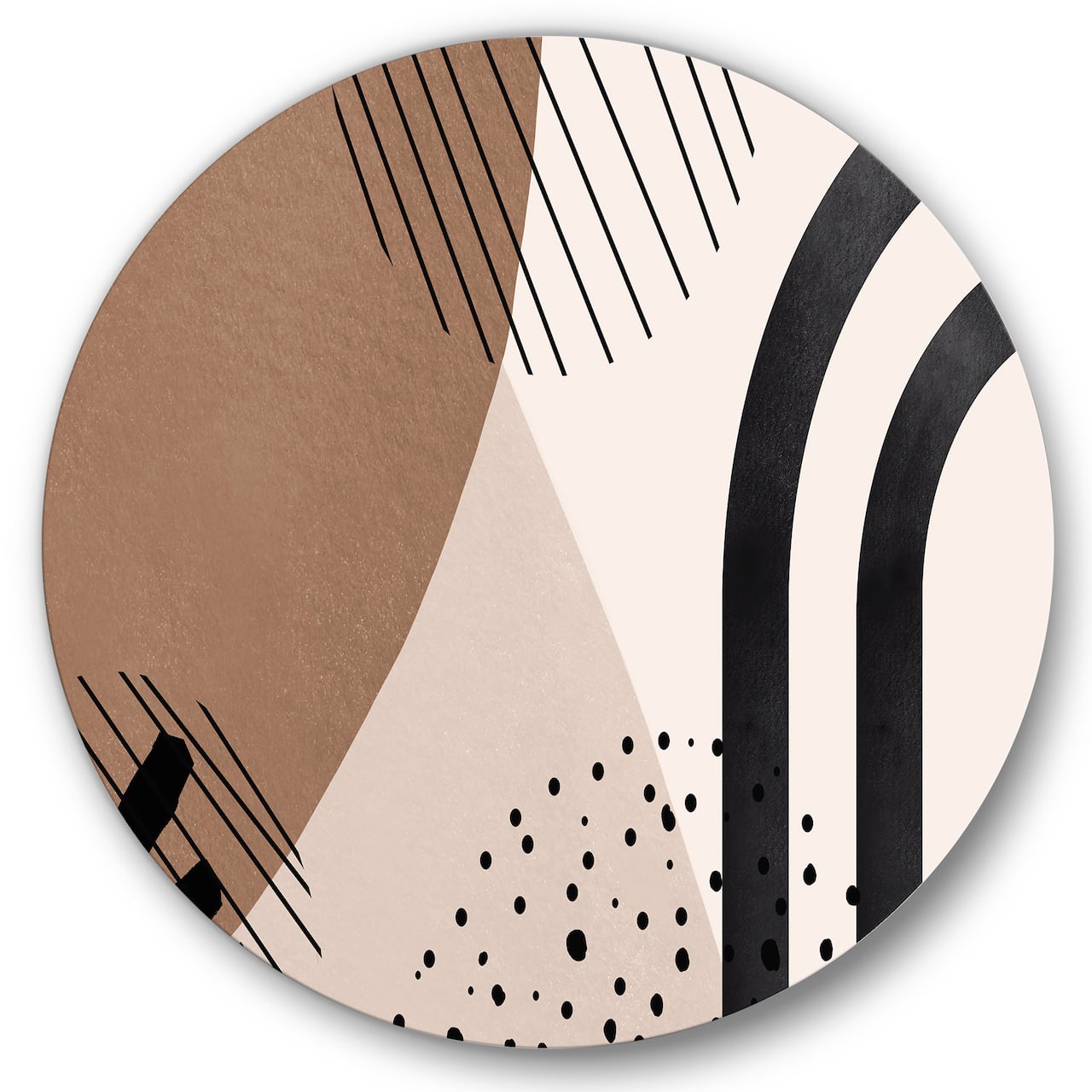 Designart - Abstract Shapes in Terracotta and Ivory Shapes I - Modern Metal Circle Wall Art